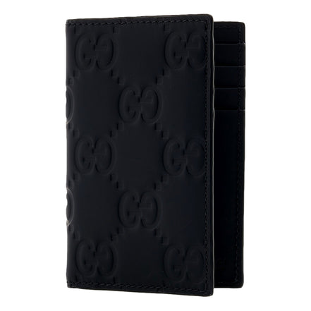 Gucci GG Rubber Effect Long Card Case Black Leather Wallet