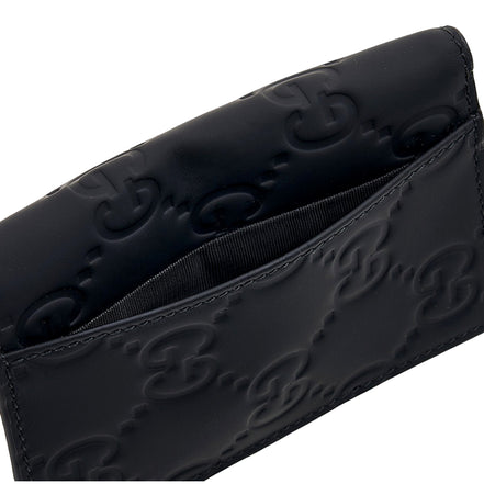 Gucci GG Rubber Effect Long Card Case Black Leather Wallet