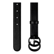 Gucci GG Marmont Monochrome Black Leather Belt 120 - available at Queen Bee of Beverly Hills. 