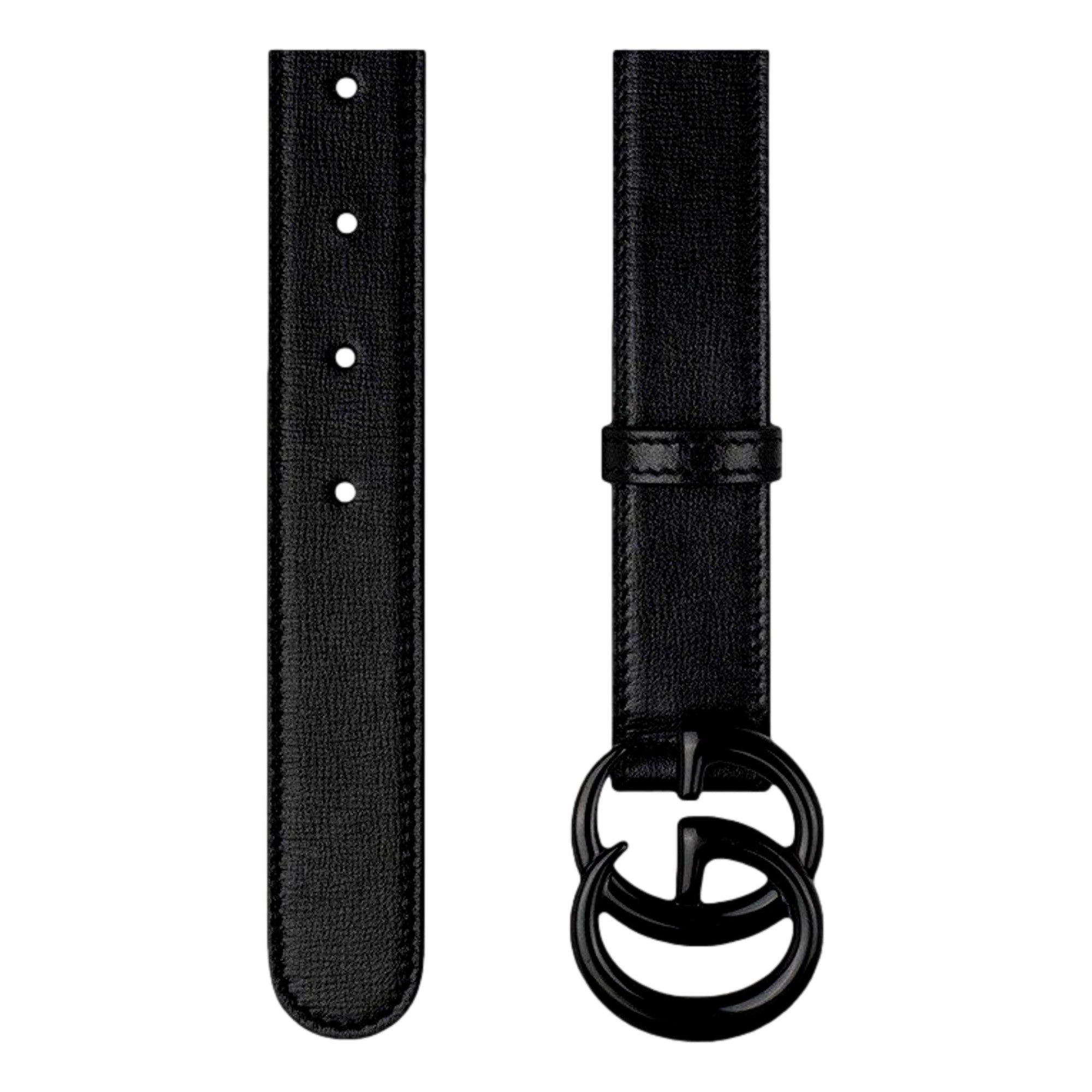 Gucci GG Marmont Monochrome Black Leather Belt 120 - available at Queen Bee of Beverly Hills. 