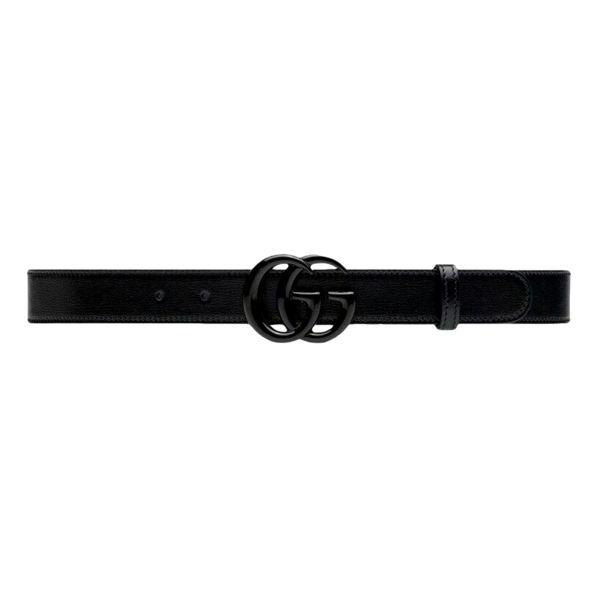 Gucci GG Marmont Monochrome Black Leather Belt 120 - available at Queen Bee of Beverly Hills. 