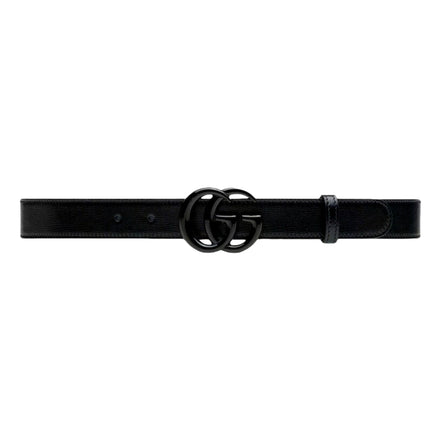 Gucci GG Marmont Monochrome Black Leather Belt 120 - available at Queen Bee of Beverly Hills. 