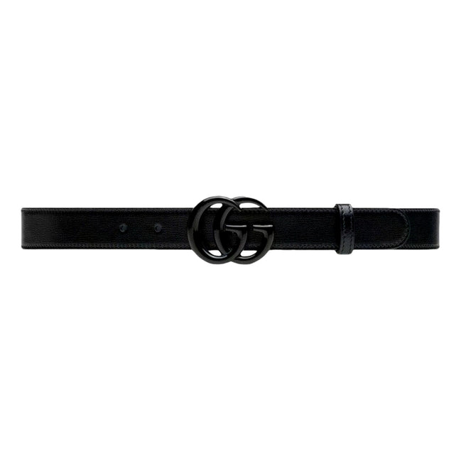 Gucci GG Marmont Monochrome Black Leather Belt 120 - available at Queen Bee of Beverly Hills. 