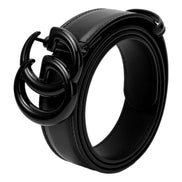Gucci GG Marmont Monochrome Black Leather Belt 120 - available at Queen Bee of Beverly Hills. 