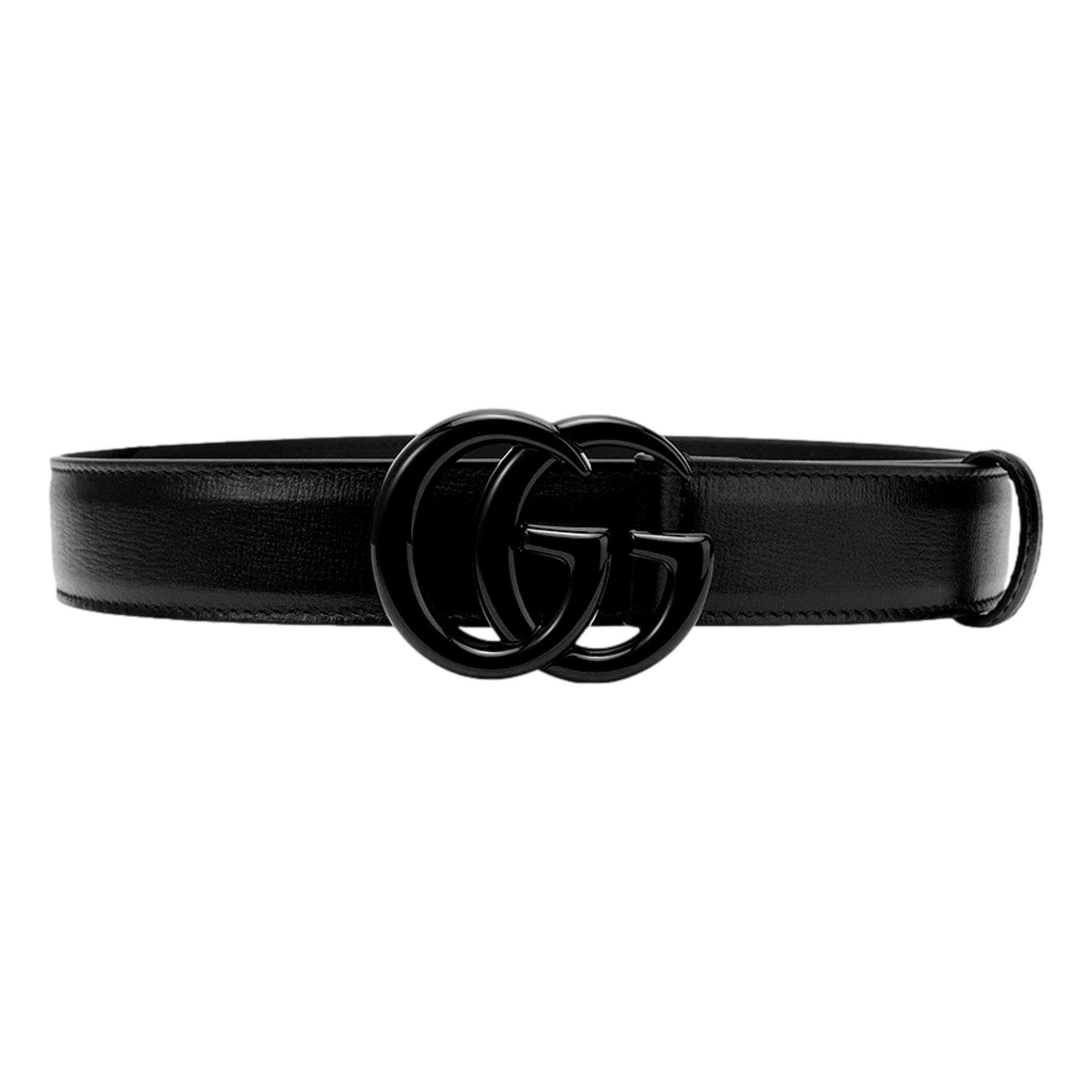Gucci GG Marmont Monochrome Black Leather Belt 120 - available at Queen Bee of Beverly Hills. 