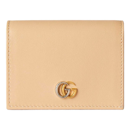 Gucci Beige Leather Double G Card Case Wallet - available at Queen Bee of Beverly Hills. 