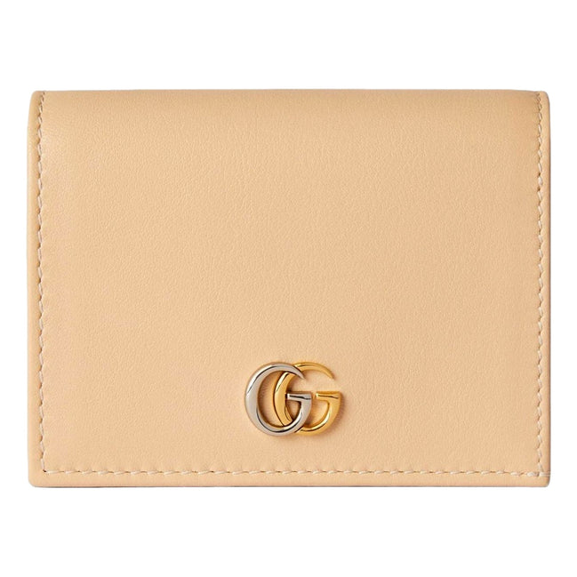 Gucci Beige Leather Double G Card Case Wallet - available at Queen Bee of Beverly Hills. 