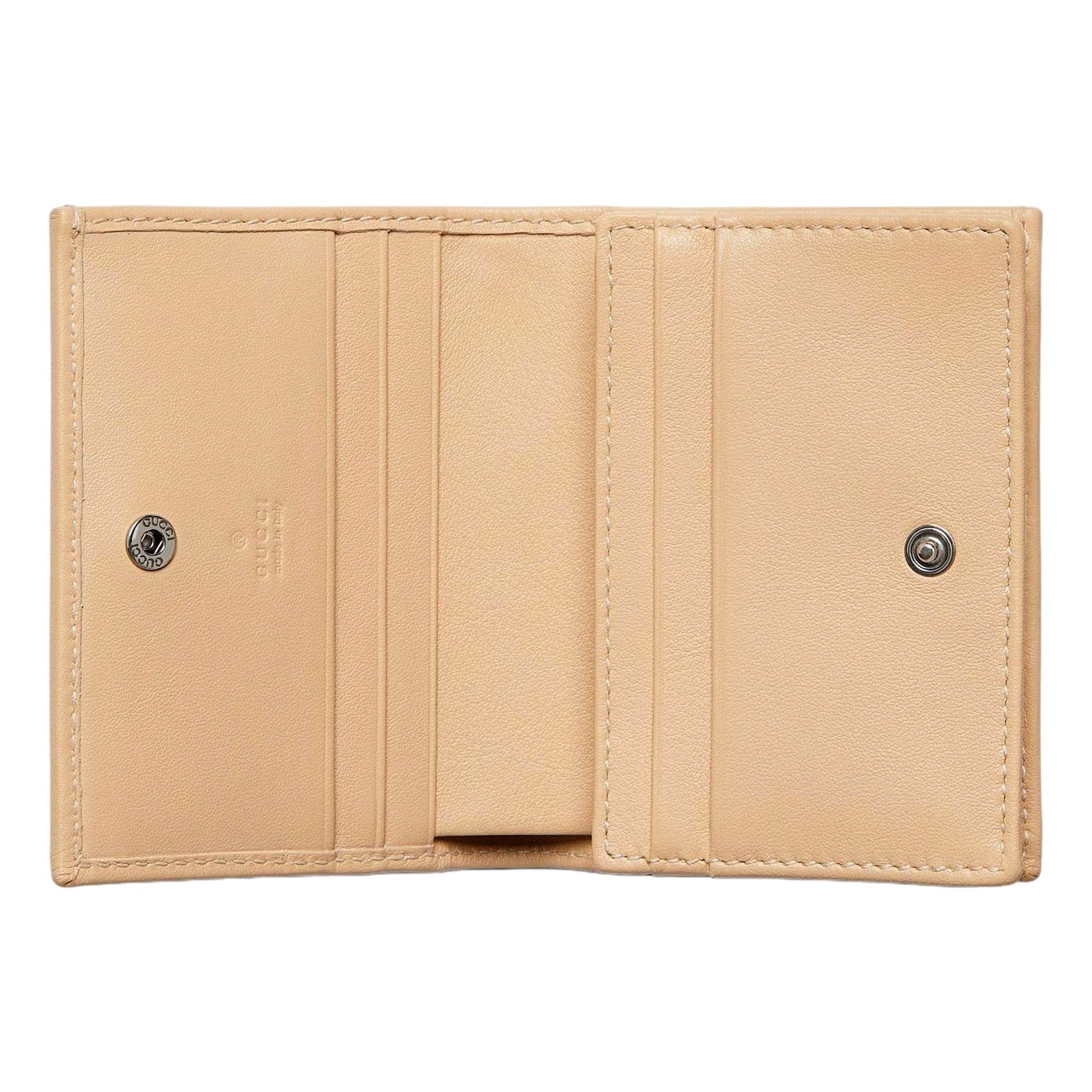 Gucci Beige Leather Double G Card Case Wallet - available at Queen Bee of Beverly Hills. 