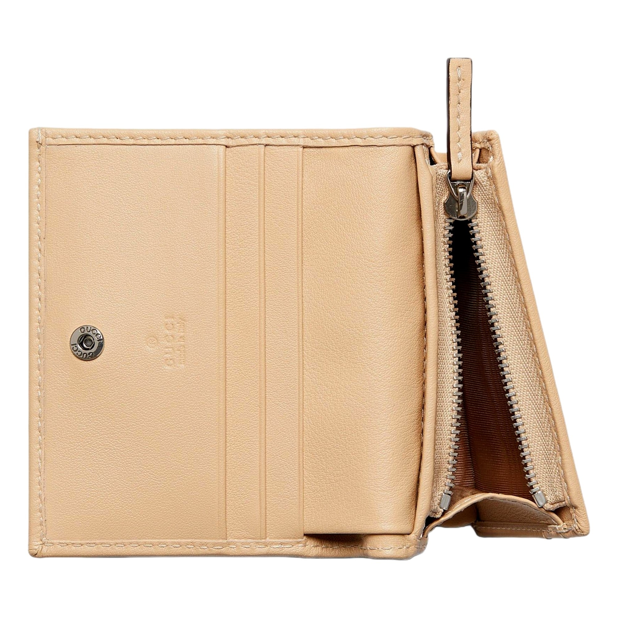 Gucci Beige Leather Double G Card Case Wallet - available at Queen Bee of Beverly Hills. 