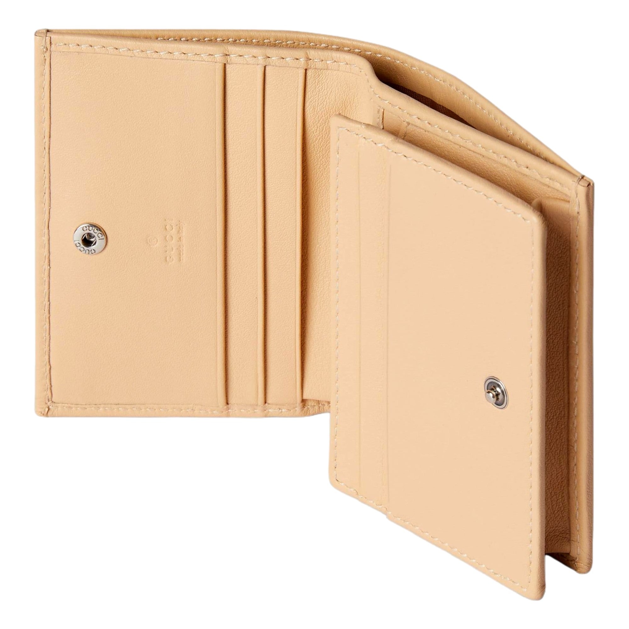 Gucci Beige Leather Double G Card Case Wallet - available at Queen Bee of Beverly Hills. 
