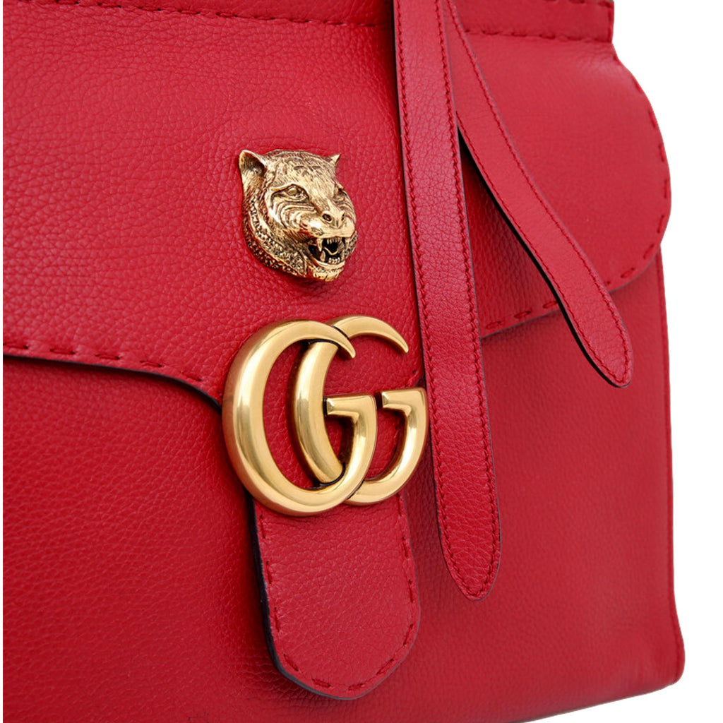 Gucci GG Marmont Animalier Red Top Handle Bag Leather Large