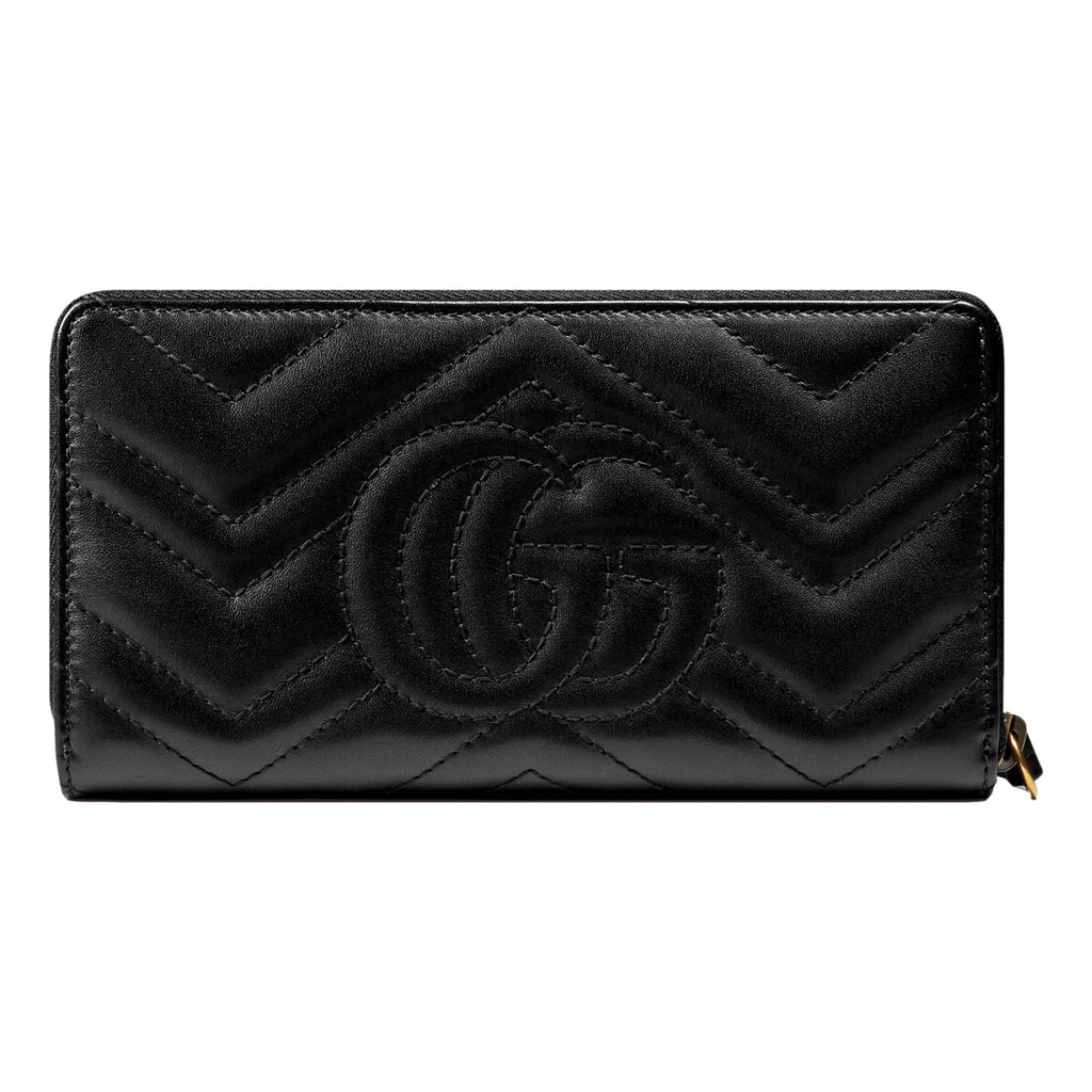 Gucci GG Marmont Black Matelasse Leather Continental Zip Wallet – Queen ...