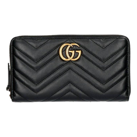 Gucci GG Marmont Black Matelasse Leather Continental Zip Wallet at_Queen_Bee_of_Beverly_Hills