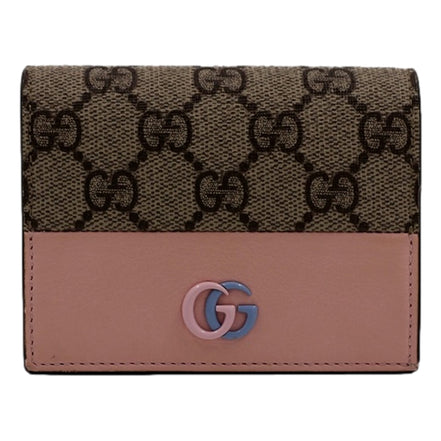 Gucci GG Marmont Canvas Leather Card Case Wallet Pink Blue available at Queen Bee of Beverly Hills