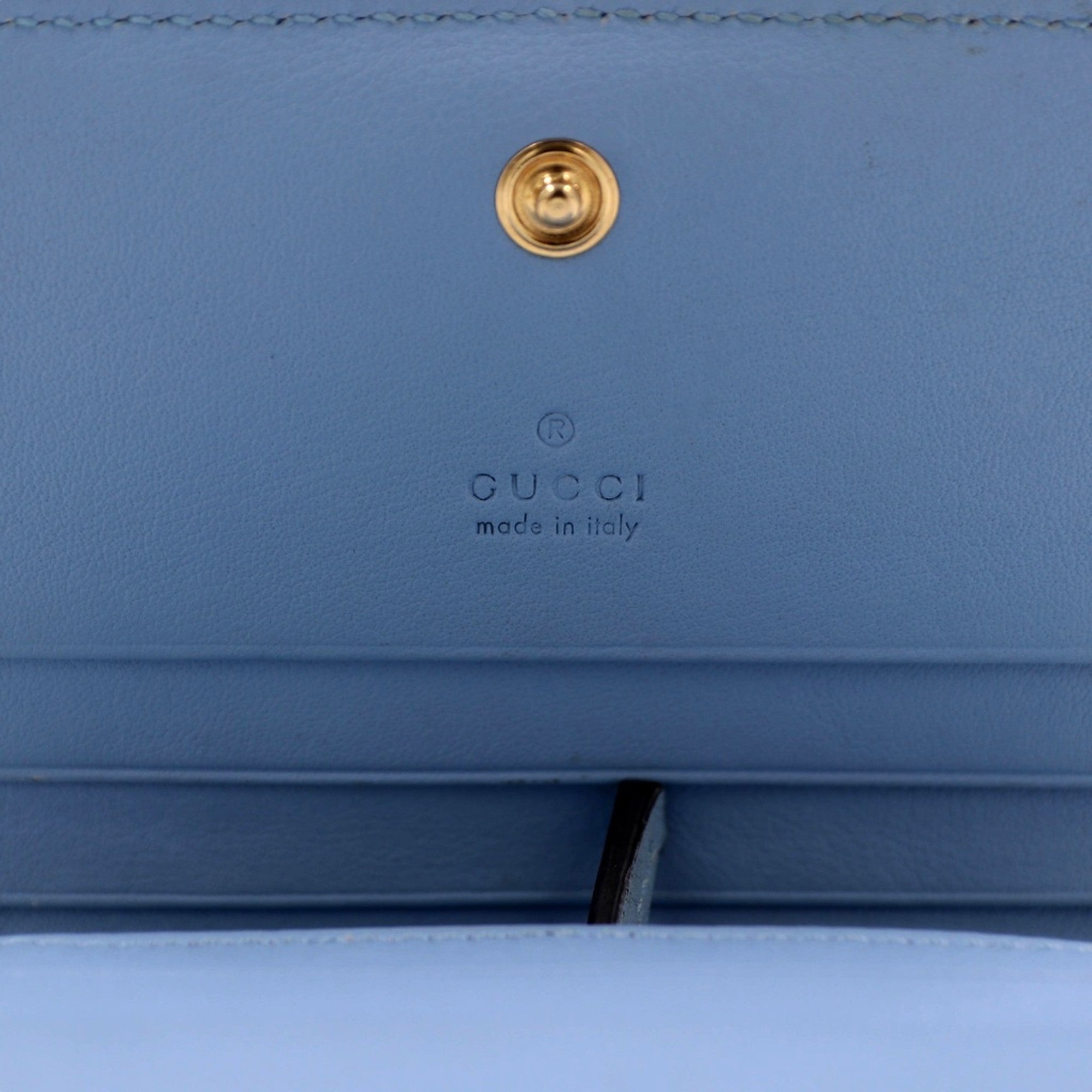 Gucci GG Marmont Canvas Leather Card Case Wallet Pink Blue available at Queen Bee of Beverly Hills
