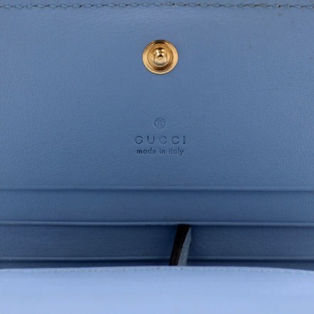 Gucci GG Marmont Canvas Leather Card Case Wallet Pink Blue available at Queen Bee of Beverly Hills