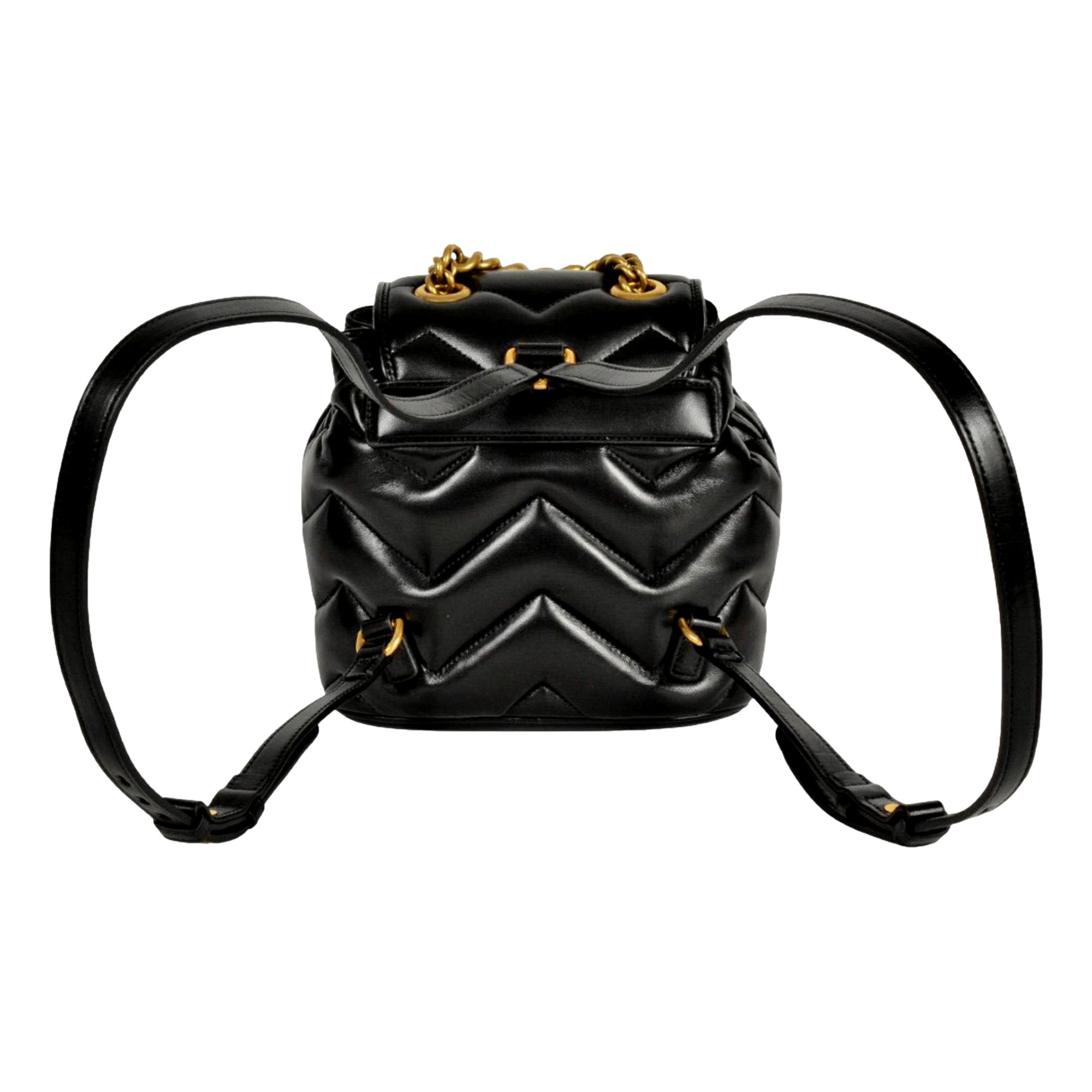 Gucci GG Marmont Matelassé Quilted Leather Black Backpack available at Queen Bee of Beverly Hills