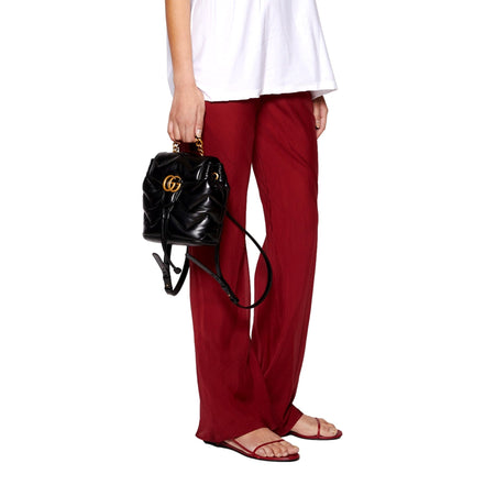 Gucci GG Marmont Matelassé Quilted Leather Black Backpack available at Queen Bee of Beverly Hills