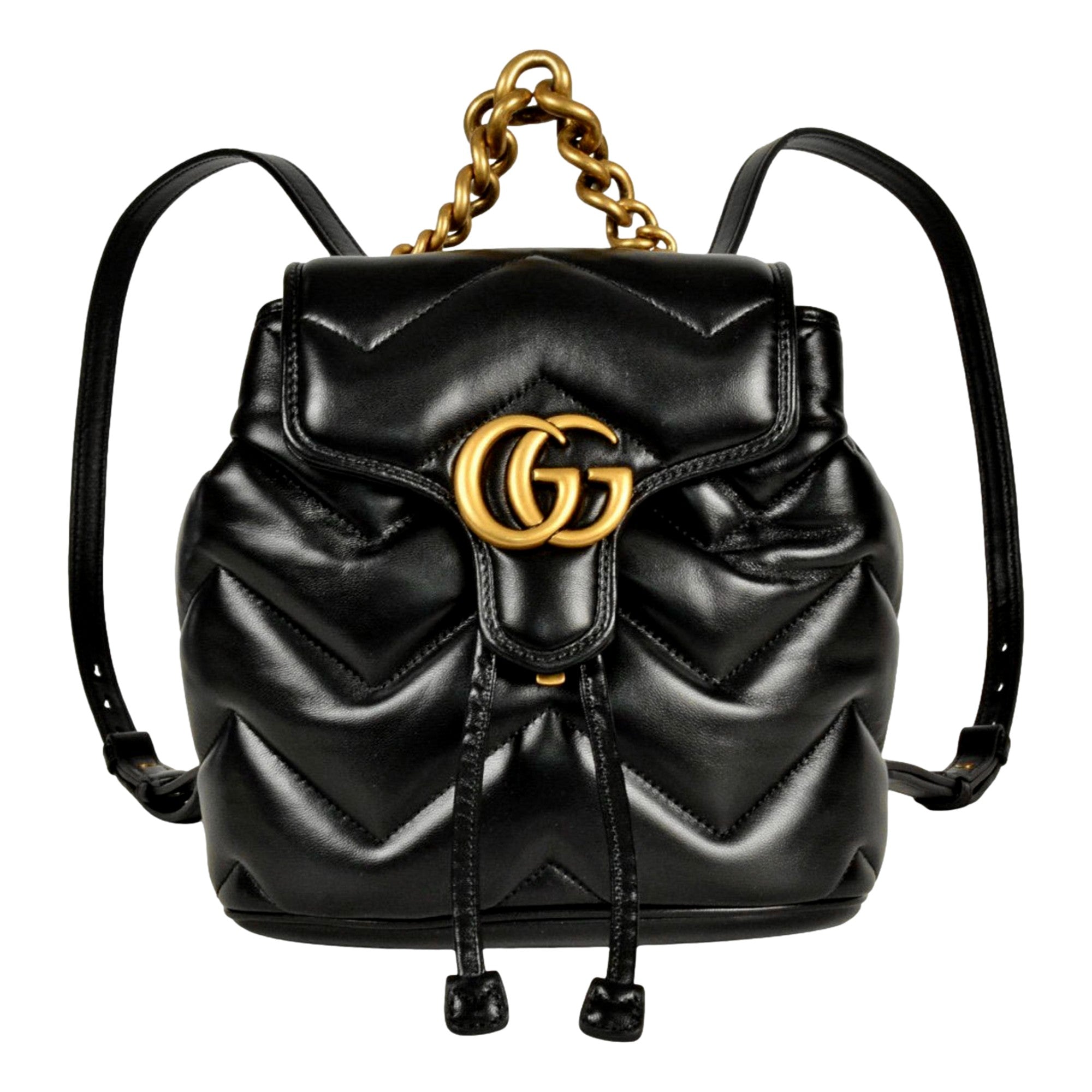 Gucci GG Marmont Matelassé Quilted Leather Black Backpack available at Queen Bee of Beverly Hills