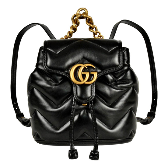 Gucci GG Marmont Matelassé Quilted Leather Black Backpack available at Queen Bee of Beverly Hills