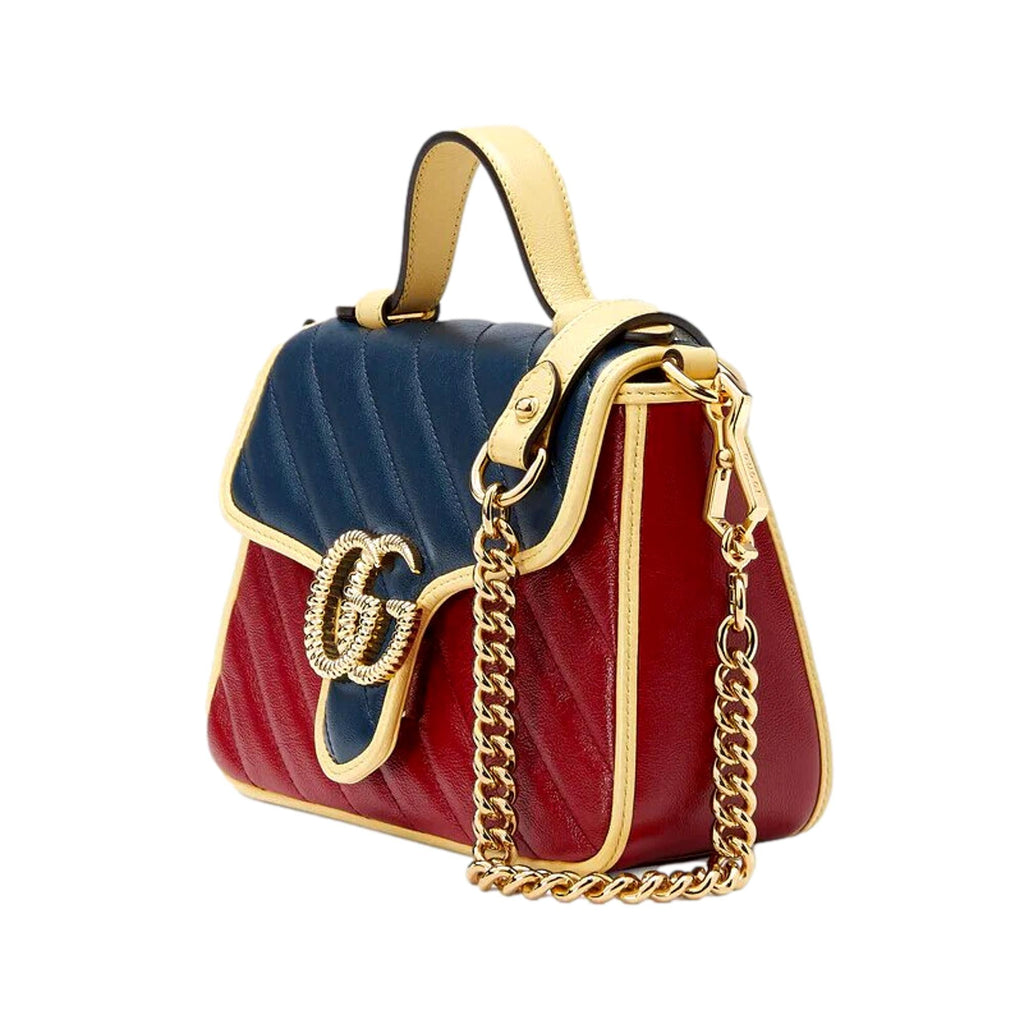 Gucci Marmont Black GG Mini Gold Red Italy Top Handle Small Bag