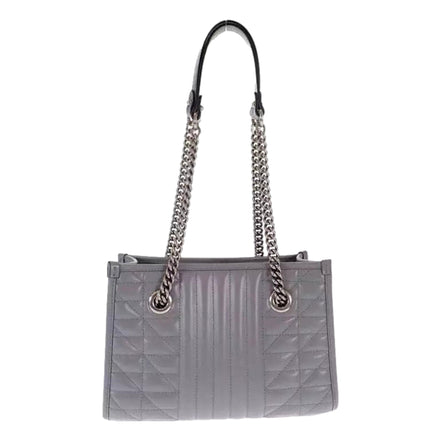 Gucci GG Marmont Silver Medium Chain Shoulder Tote Bag Gray Leather available at Queen Bee of Beverly Hills