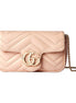 Gucci GG Marmont Super Mini Matelasse Crossbody Bag Light Beige Pink available at Queen Bee of Beverly Hills
