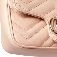 Gucci GG Marmont Super Mini Matelasse Crossbody Bag Light Beige Pink available at Queen Bee of Beverly Hills