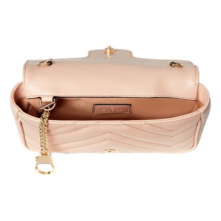 Gucci GG Marmont Super Mini Matelasse Crossbody Bag Light Beige Pink available at Queen Bee of Beverly Hills