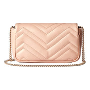 Gucci GG Marmont Super Mini Matelasse Crossbody Bag Light Beige Pink available at Queen Bee of Beverly Hills