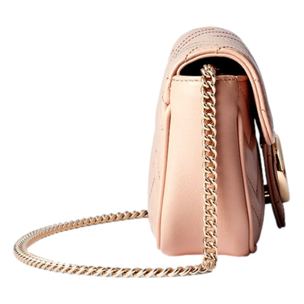 Gucci GG Marmont Super Mini Matelasse Crossbody Bag Light Beige Pink available at Queen Bee of Beverly Hills