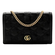 Gucci GG Matelasse Leather Chain Wallet Shoulder Bag Black