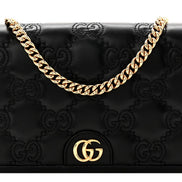 Gucci GG Matelasse Leather Chain Wallet Shoulder Bag Black