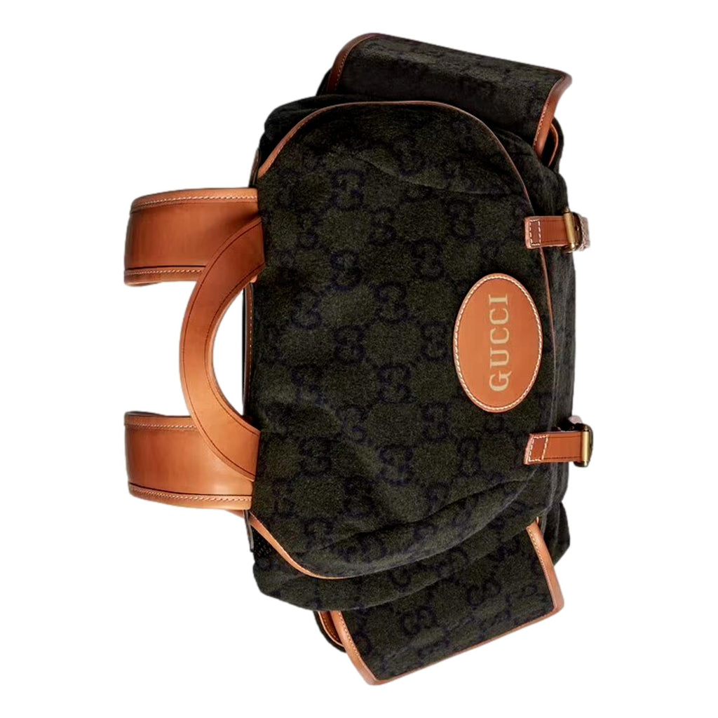 Gucci GG Monogram Dark Green Wool Drawstring Backpack at_Queen_Bee_of_Beverly_Hills