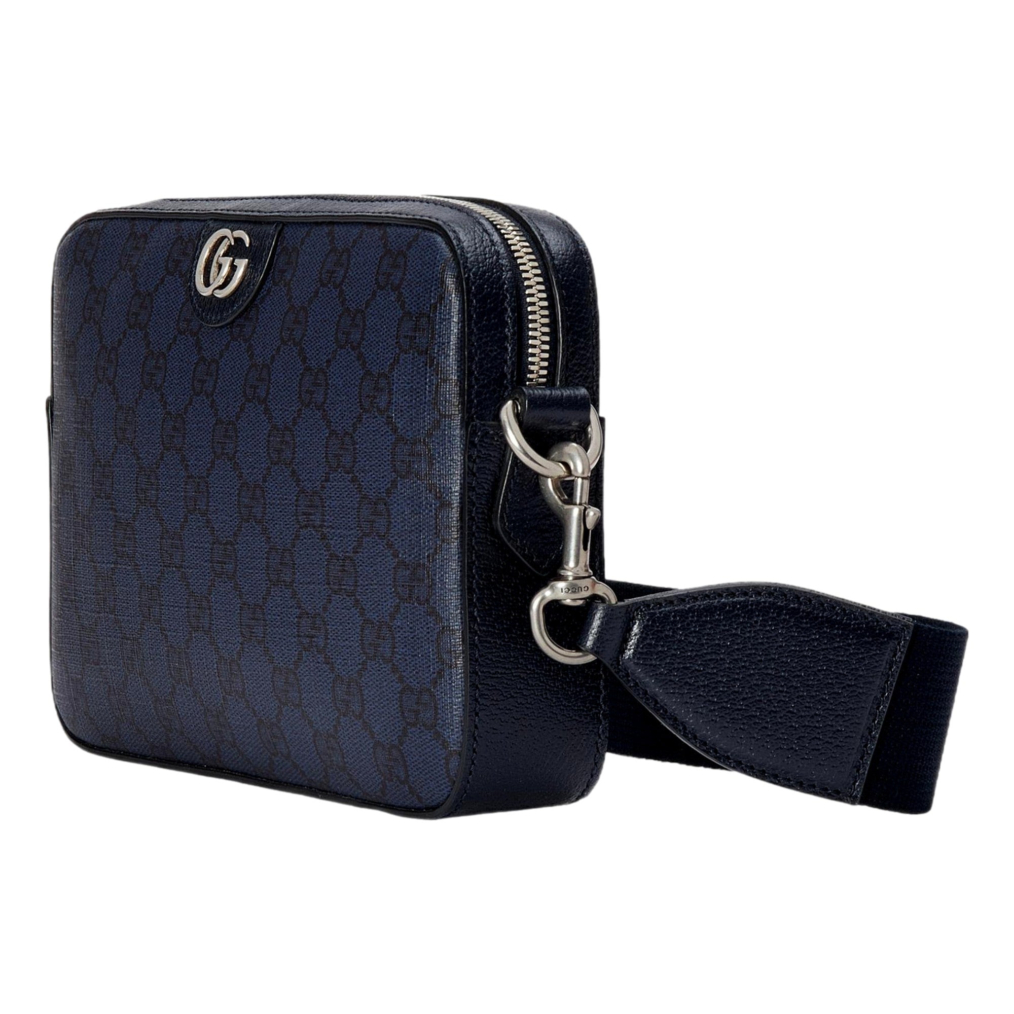 Gucci GG Supreme Canvas Ophidia Small Crossbody Bag in Navy Blue sold at Queen Bee of Beverly Hills