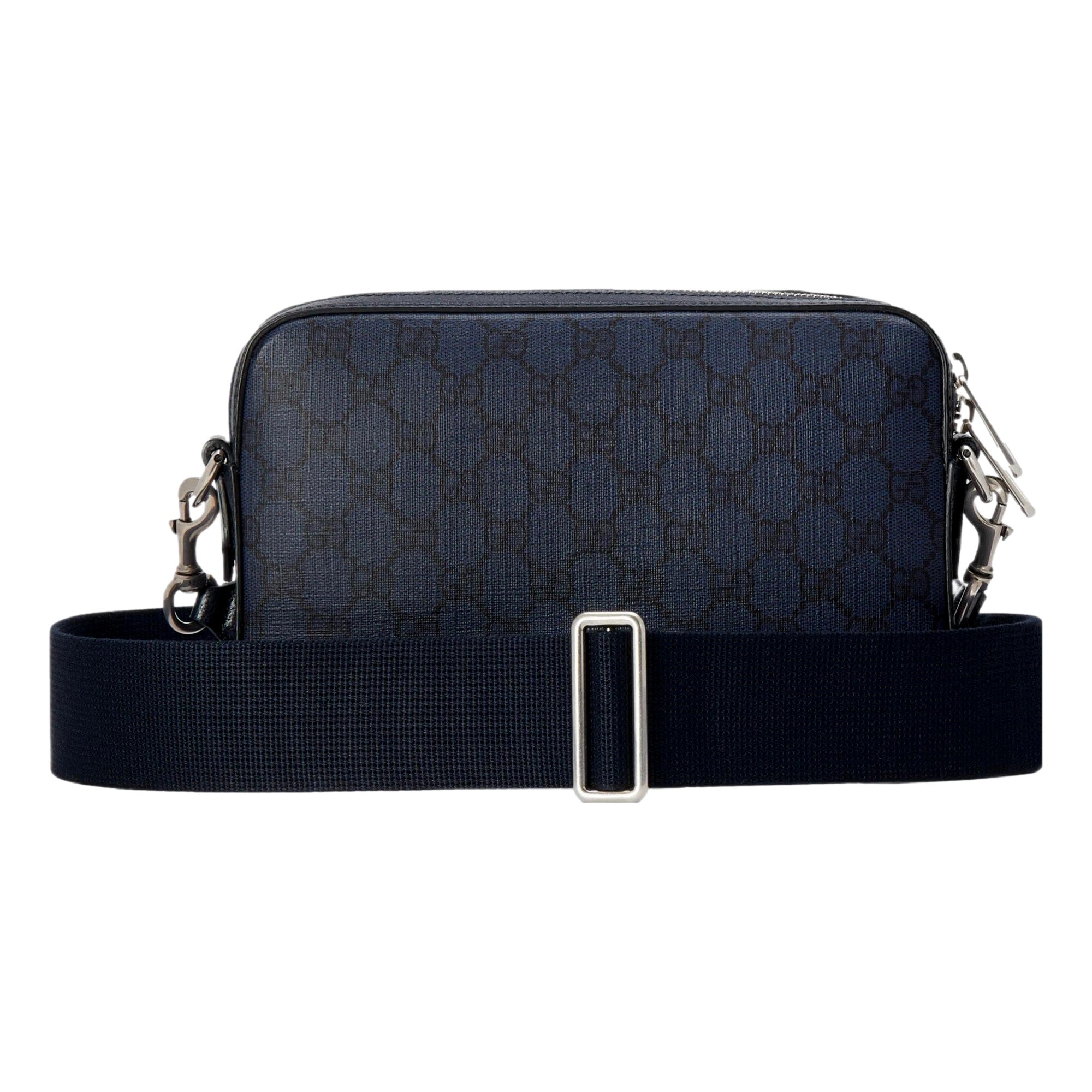 Gucci GG Supreme Canvas Ophidia Small Crossbody Bag in Navy Blue sold at Queen Bee of Beverly Hills