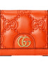 Gucci GG Quilted Matelassé Leather Card Case Wallet In Orange available at Queen Bee of Beverly Hills