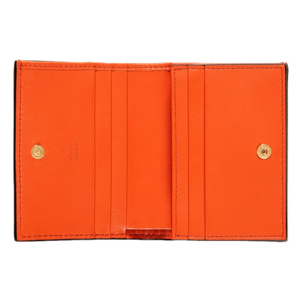 Gucci GG Quilted Matelassé Leather Card Case Wallet In Orange available at Queen Bee of Beverly Hills