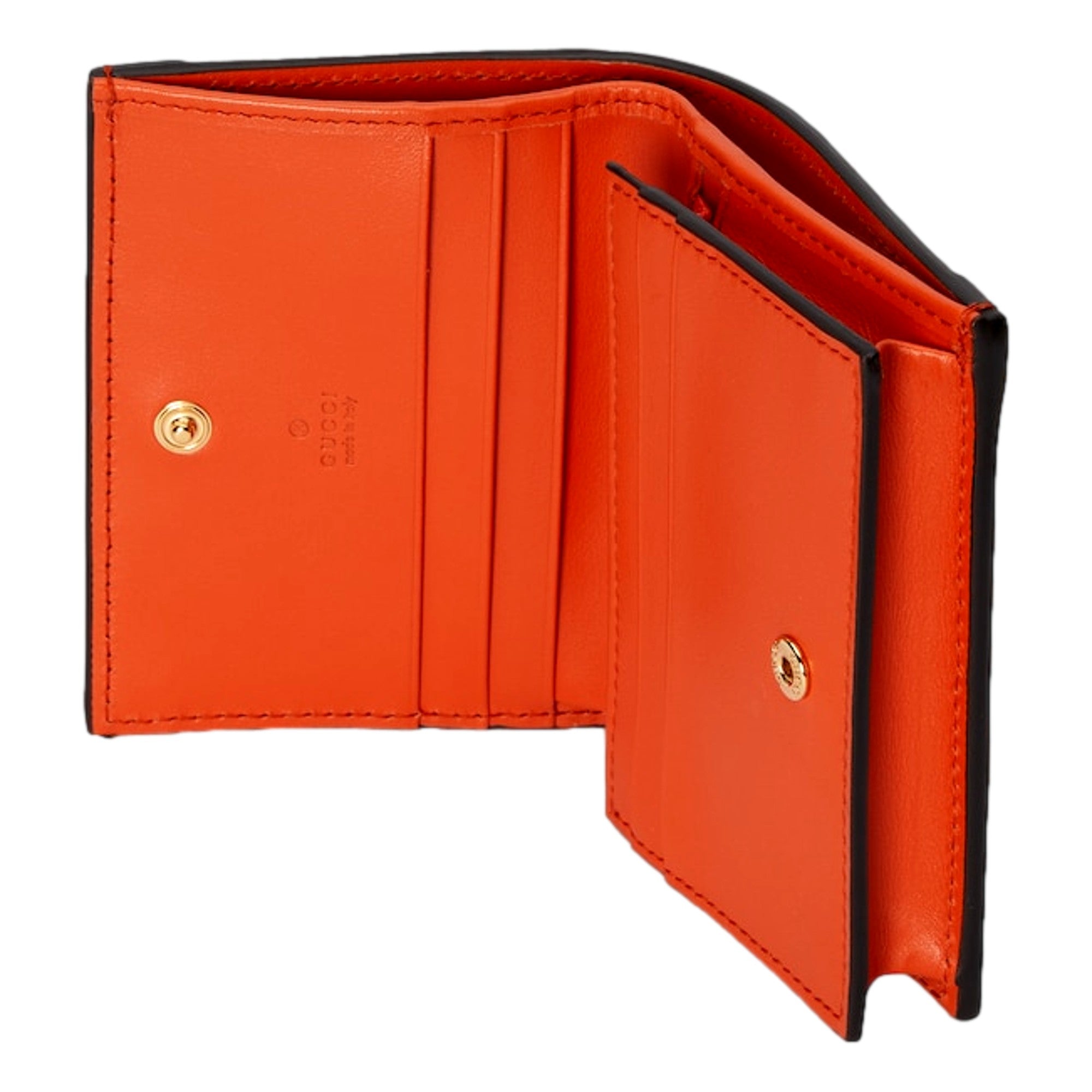 Gucci GG Quilted Matelassé Leather Card Case Wallet In Orange available at Queen Bee of Beverly Hills