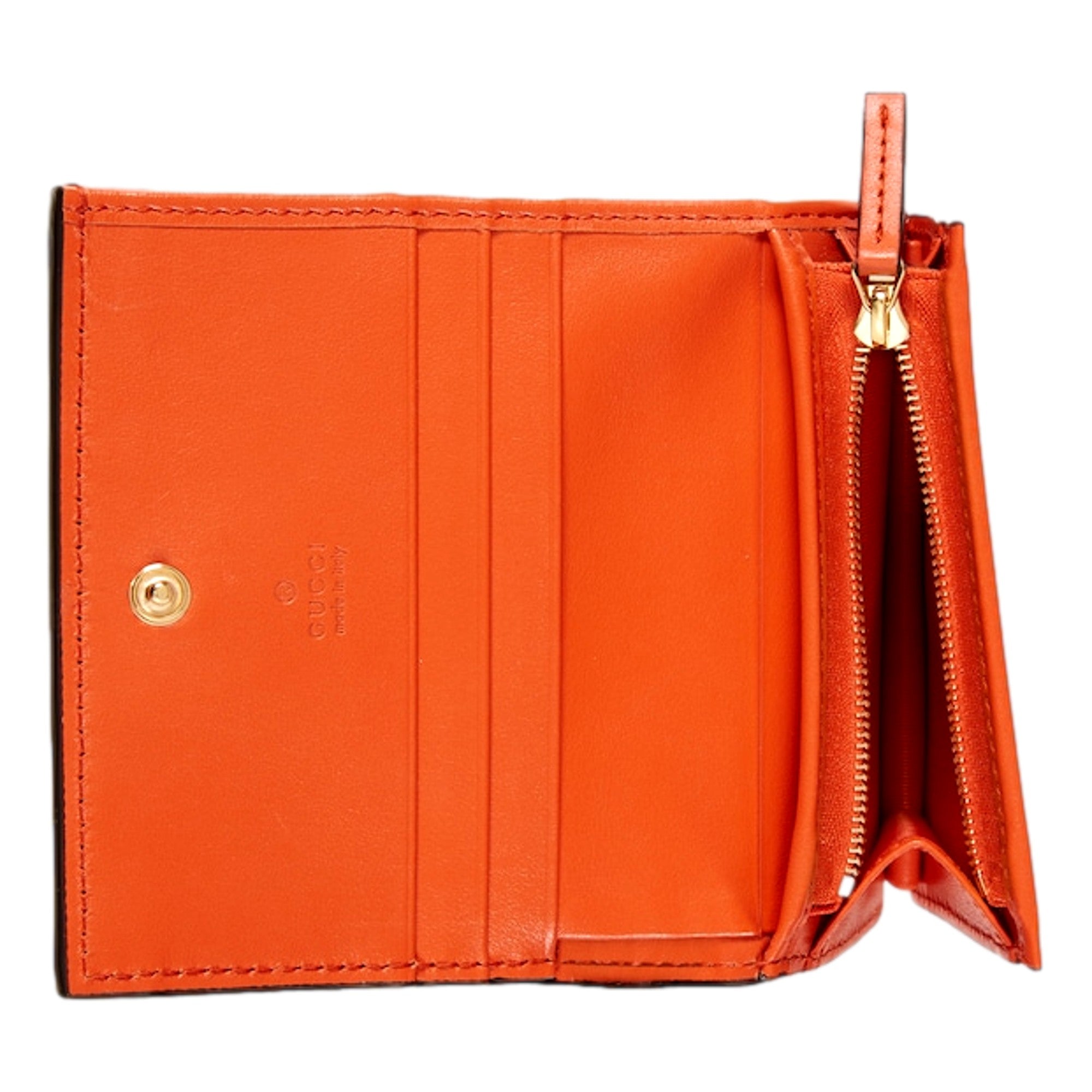 Gucci GG Quilted Matelassé Leather Card Case Wallet In Orange available at Queen Bee of Beverly Hills