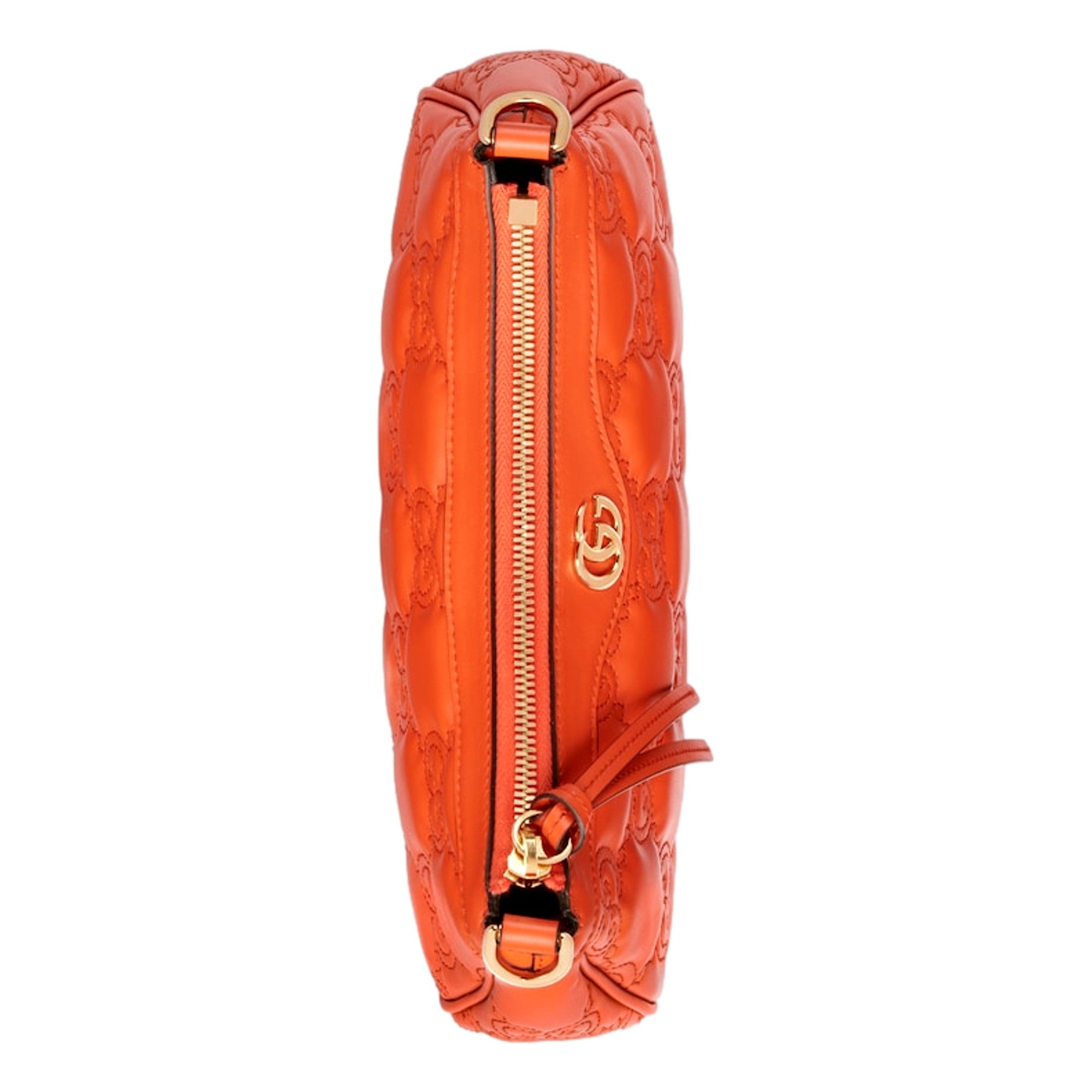 Gucci GG Quilted Matelassé Leather Mini Shoulder Bag In Orange available at Queen Bee of Beverly Hills