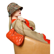 Gucci GG Quilted Matelassé Leather Mini Shoulder Bag In Orange available at Queen Bee of Beverly Hills