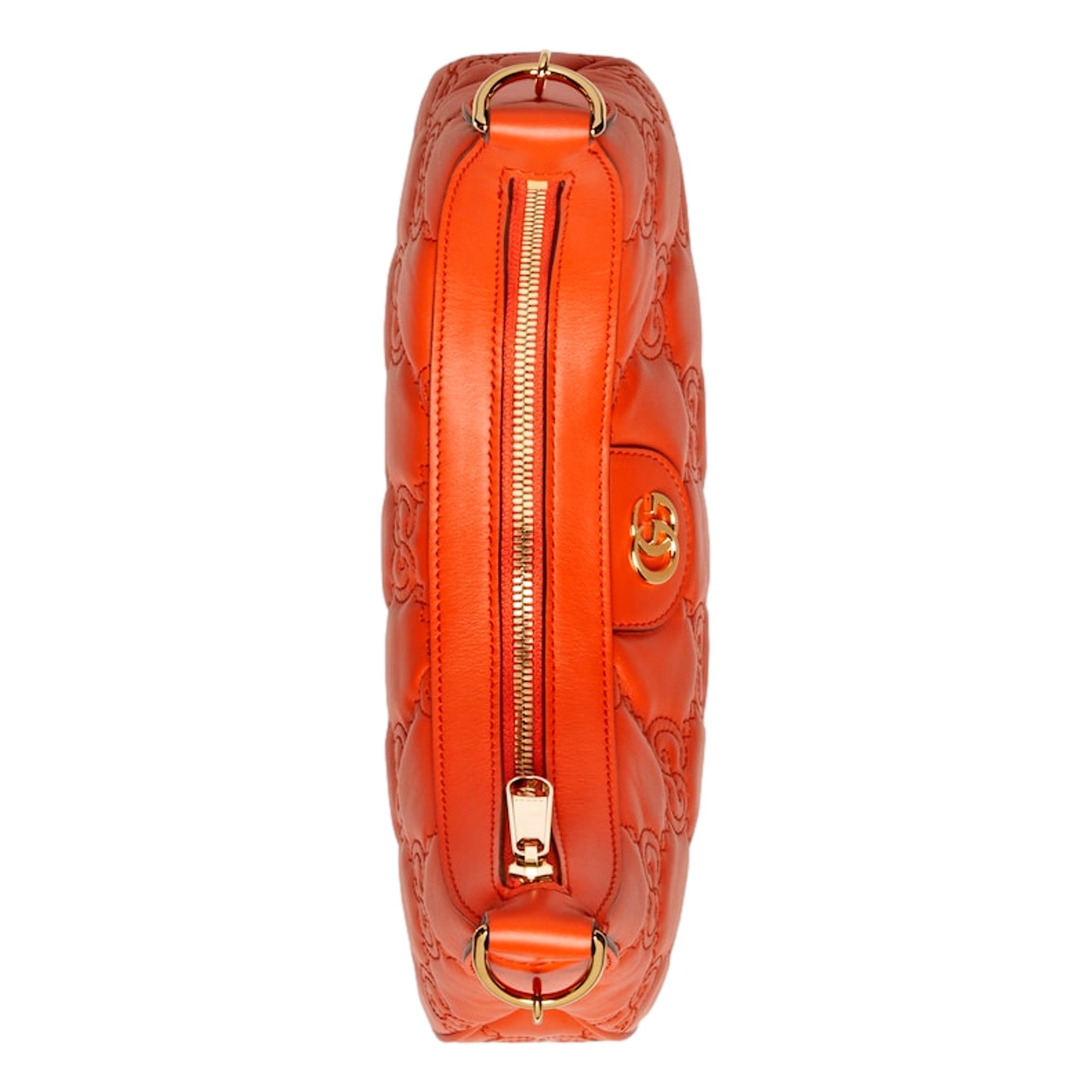 Gucci GG Quilted Matelassé Leather Small Shoulder Handbag In Orange available at Queen Bee of Beverly Hills