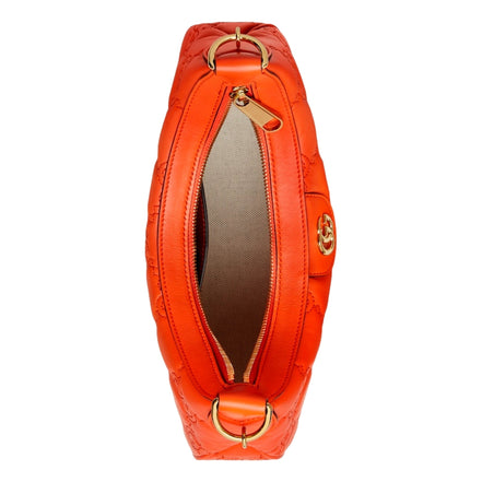 Gucci GG Quilted Matelassé Leather Small Shoulder Handbag In Orange available at Queen Bee of Beverly Hills