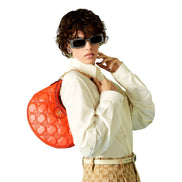 Gucci GG Quilted Matelassé Leather Small Shoulder Handbag In Orange available at Queen Bee of Beverly Hills