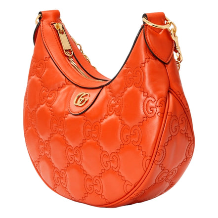 Gucci GG Quilted Matelassé Leather Small Shoulder Handbag In Orange available at Queen Bee of Beverly Hills