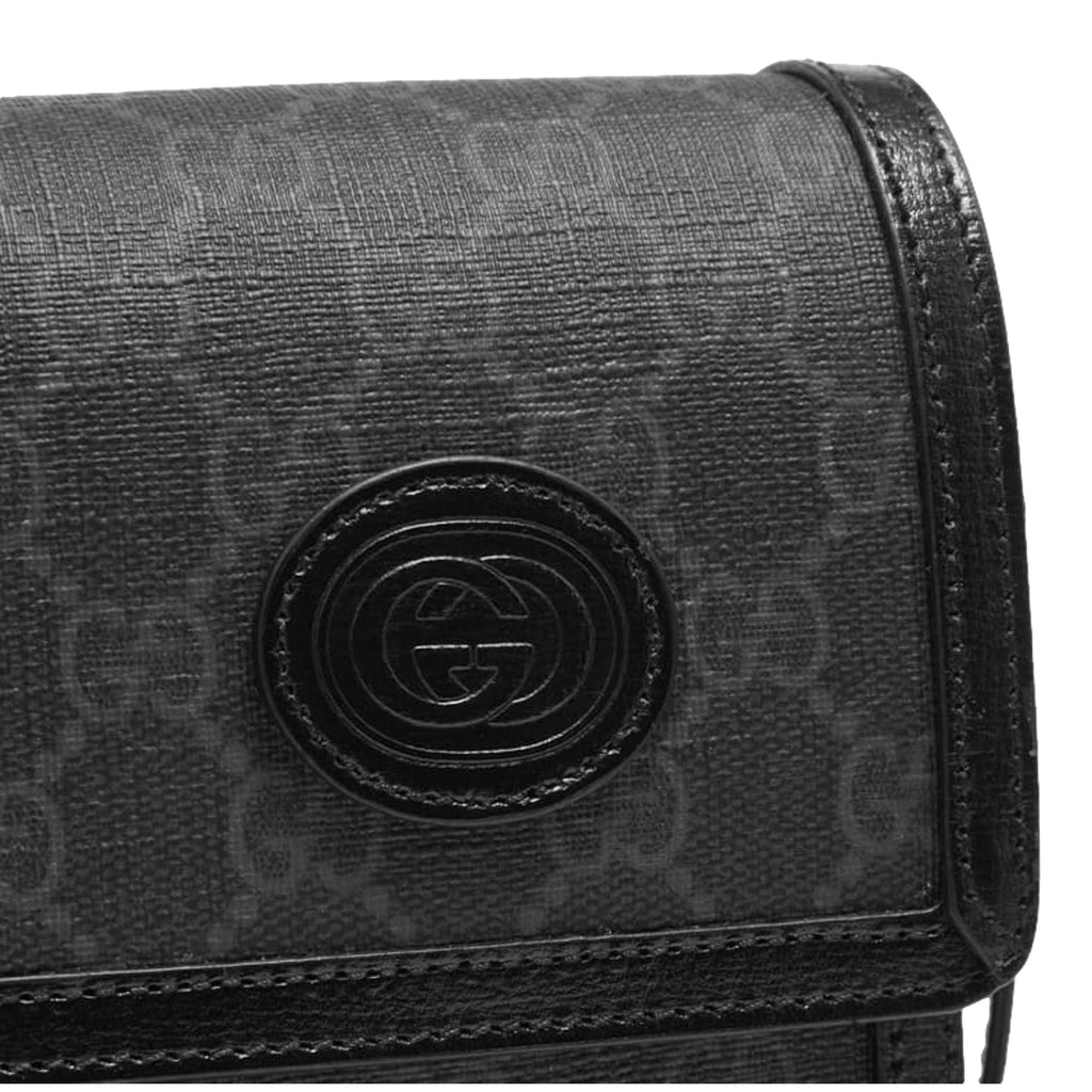 GUCCI GG Retro mini leather-trimmed printed coated-canvas shoulder