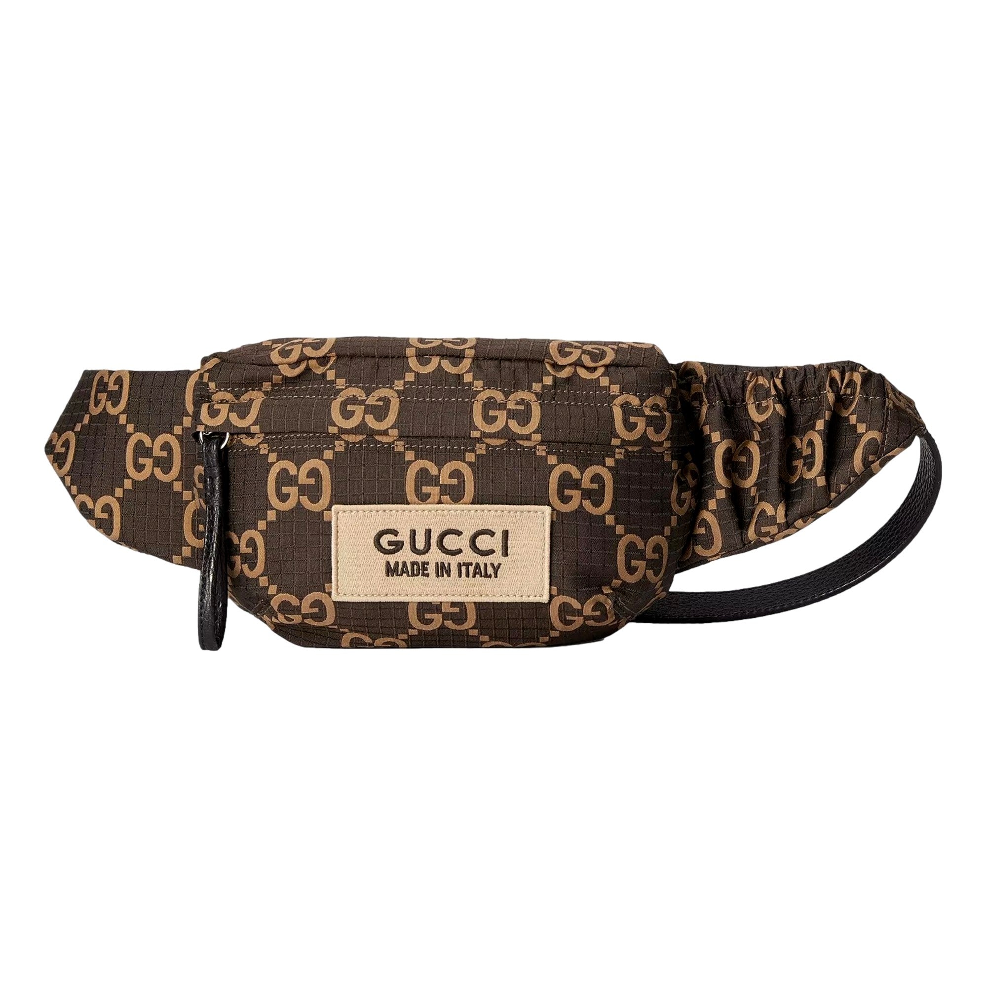 Gucci GG Ripstop Waist Bag Beige and Brown available at Queen Bee of Beverly Hills