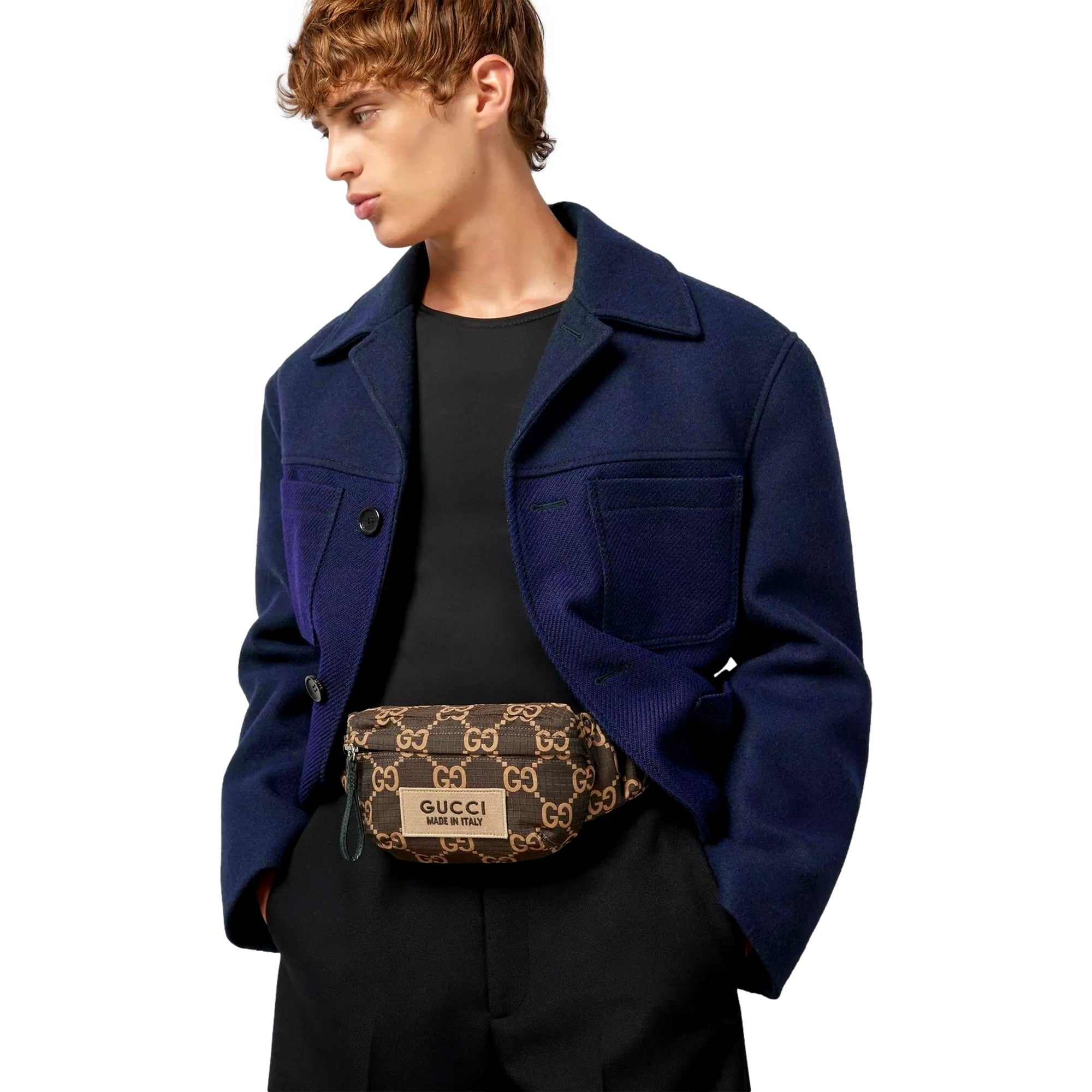 Gucci GG Ripstop Waist Bag Beige and Brown available at Queen Bee of Beverly Hills