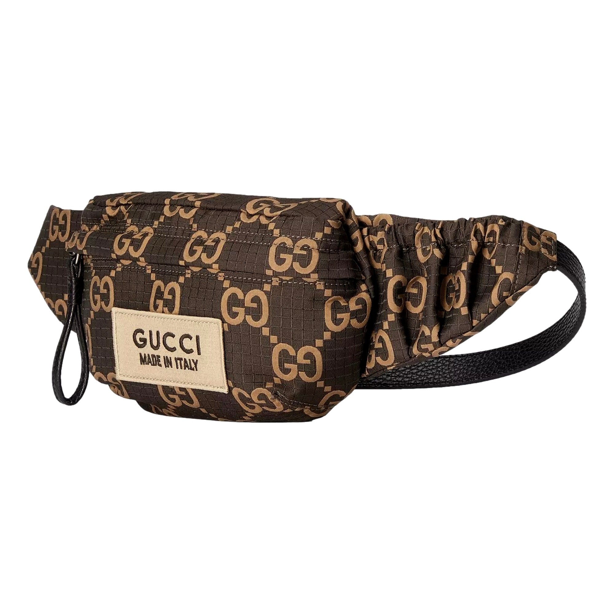 Gucci GG Ripstop Waist Bag Beige and Brown available at Queen Bee of Beverly Hills